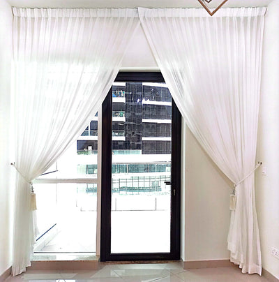 Manual curtain white plain shifon with Manual rail