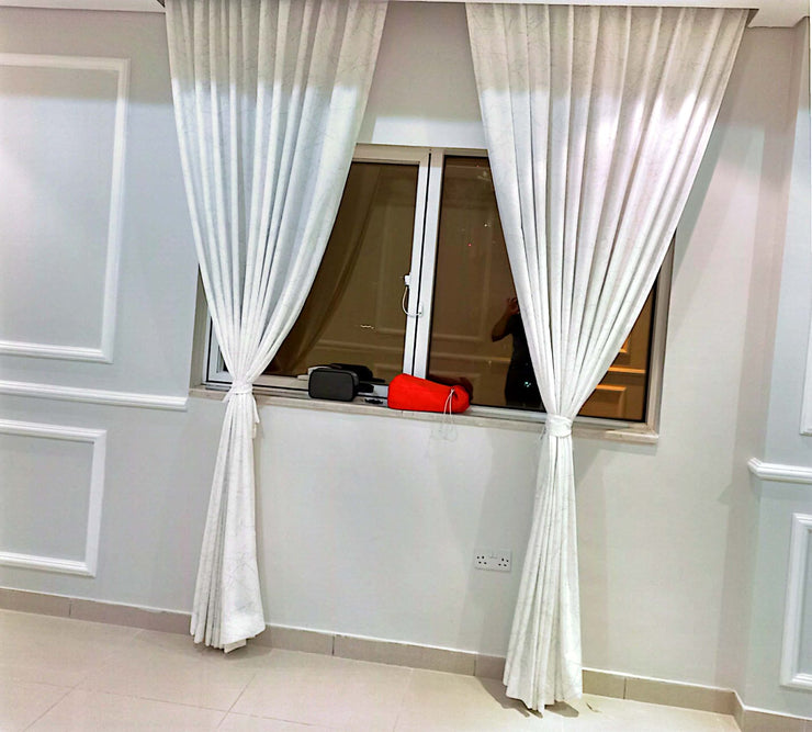 Manual curtain printed white shifon with Manual rail