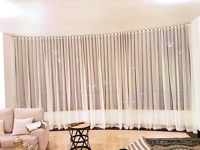 Wave curtain Plain white shifon with flexible rail