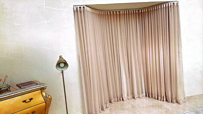 Wave curtain plain beidge shifon with flexible rail